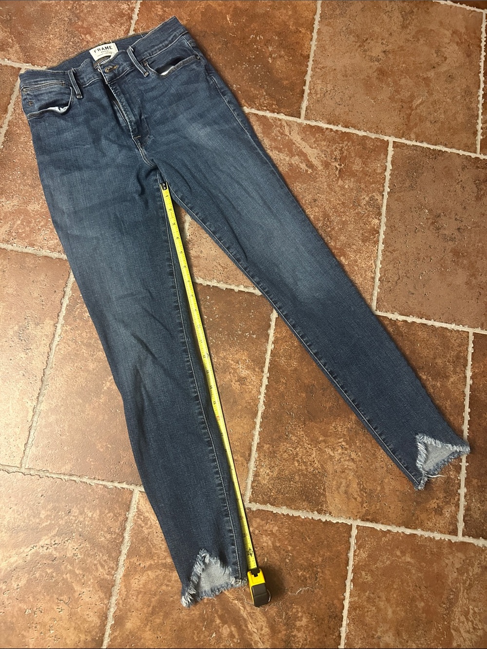 Frame Denim Le Skinny High-Rise Skinny Jeans in Dark Blue